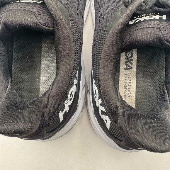HOKA Clifton 8 Women’s 9 Black White Running Shoes Cushioned Neutral - Picture 7 of 9
